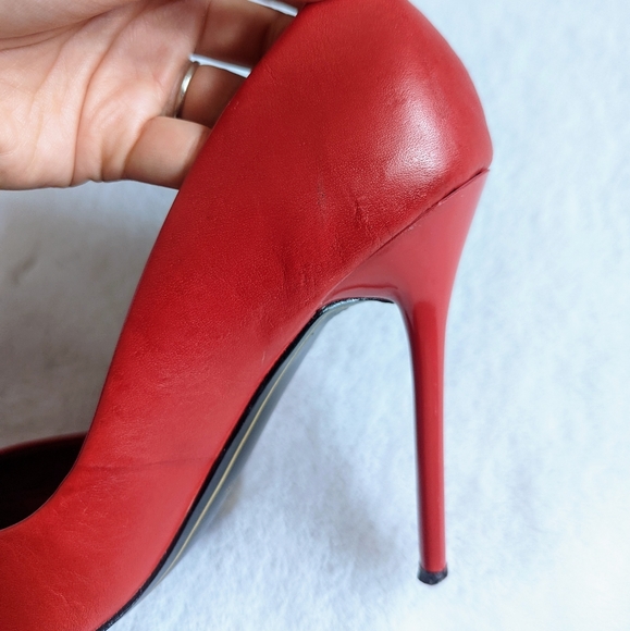 CHARLES JOURDAN PARIS Red Fairy Pointy Toe Leather Stiletto Pumps Size 8 - Picture 10 of 14
